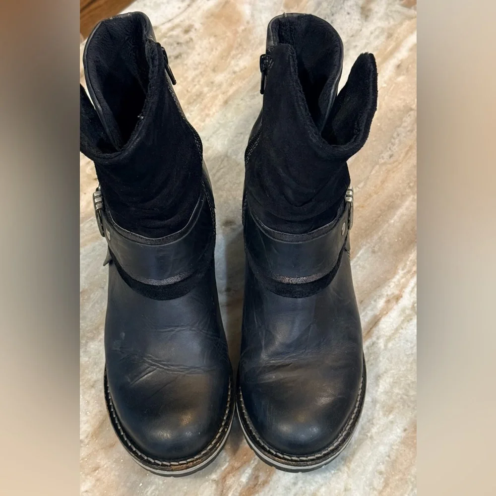 Women’s DROMEDARIS Kikka black leather & suede boots- Size 37 - Picture 4 of 10